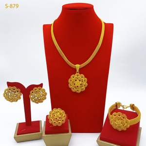 Elegant African Gold Bridal Jewelry <b>Set</b> Women Necklace Earring <b>Bracelet</b> Ring Fashion Statement Jewelry for Party Wedding - Product Image 3