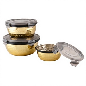 Juego de cuencos para mezclar alemanes de 5 piezas de acero inoxidable Premium con tapa de bloqueo interior y elegante tazón de bloqueo de diseño clásico 2 juegos - Product Image 1