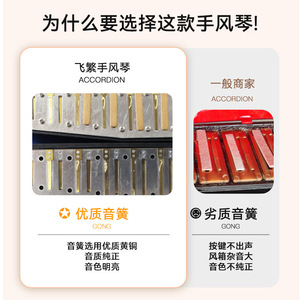 Acordeón Feifan de 7 Teclas y 2 Bajos, Piano Portátil para Niños Principiantes, Instrumento Musical Educativo de Juguete - Product Image 3