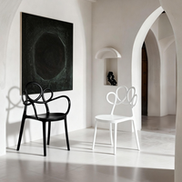 Chaise de salle à manger empilable rose moderne de style nordique en plastique PP, design Langfang, pour restaurant, vente en gros