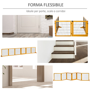 PawHut-Portón de madera y acero para perros pequeños y medianos, con 6 paneles plegables, 432x36x70cm - Product Image 4
