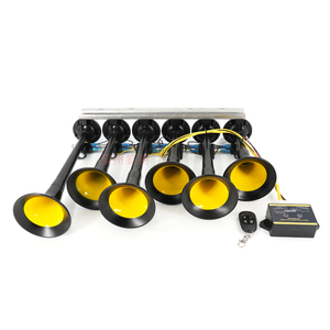 Klaxon électrique 12V à 6 tuyaux avec haut-parleur coaxial, télécommande sans fil, 36 mélodies, 130 dB, universel pour voitures, camions, bateaux, SUV - Product Image 2