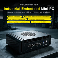 Ultra 5 125H PC Mini Industri Dual LAN 2*COM RS232 4 Output Layar DDR5 Win11 Linux Kipas Industri Komputer Mini OEM ODM