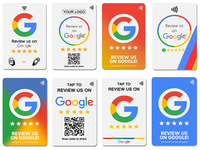 Carte de visite personnalisée avec puce NFC 1k RFID 13,56 MHz, protocole ISO 14443A, matériau PVC imperméable, carte pivotante en U pour les avis Google