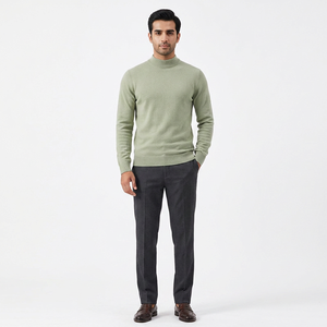 Pull à col roulé d'hiver pour hommes vente en gros chaud coupe ajustée respirant tricoté couleur unie style décontracté - Product Image 1