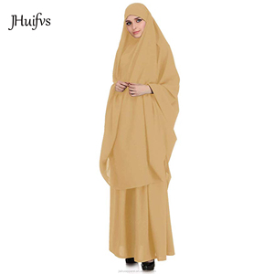 2020 Latest Design Solid Color Stretchy Two Piece Muslim <strong>Prayer</strong> Abaya Dress Long Hijab Islamic <strong>Clothes</strong> - Product Image 2