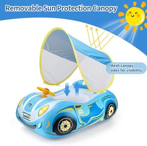 <span class=keywords><strong>Piscina</strong></span> Gonfiabile per Bambini a Forma di Auto Personalizzata - Auto Sportiva Blu con Tettuccio Parasole Regolabile e Sedile di Sicurezza - Product Image 3