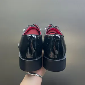 Scarpe da Uomo Nere <span class=keywords><strong>e</strong></span> Rosse con Lacci, Stile Derby, per Matrimonio, con Suola Spessa, Casual Business, Suola in Gomma - Product Image 3