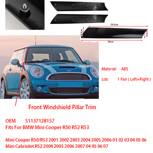 Moldura de Pilar de Parabrisas Delantero ABS Negra OEM 51137128157 Compatible con BMW <span class=keywords><strong>Mini</strong></span> <span class=keywords><strong>Cooper</strong></span> R50 R52 R53 Parabrisas Delantero 1 Par de Molduras de Pilar - Product Image 2