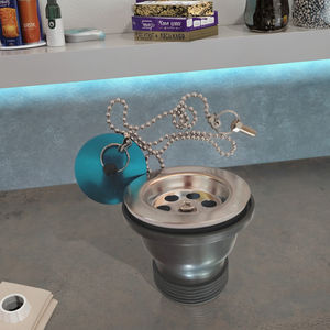 Tapón de Desagüe <span class=keywords><strong>para</strong></span> Fregadero de Cocina <span class=keywords><strong>Cromado</strong></span> de Plástico Moderno, Accesorio de Desagüe <span class=keywords><strong>para</strong></span> <span class=keywords><strong>Lavabo</strong></span>, Tapón de Goma <span class=keywords><strong>para</strong></span> un Drenaje Fácil, Ligero y Práctico - Product Image 1