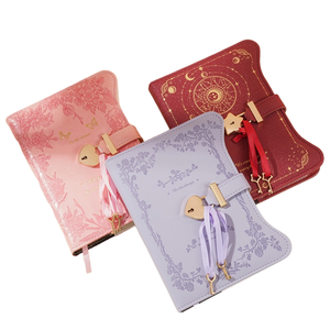New Arrival nhỏ gọn Kawaii B6 <span class=keywords><strong>PU</strong></span> notepad có thể khóa máy tính xách tay với trái tim/Sao khóa cho nhật ký & Memo chụp địa chỉ cuốn sách bìa giấy - Product Image 1