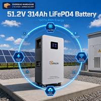 Batterie solaire au lithium LiFePO4 de qualité A 51,2 V 314 Ah pour stockage d'énergie domestique 16 kWh 5 kWh avec BMS intelligent CAN RS485 16 parallèles