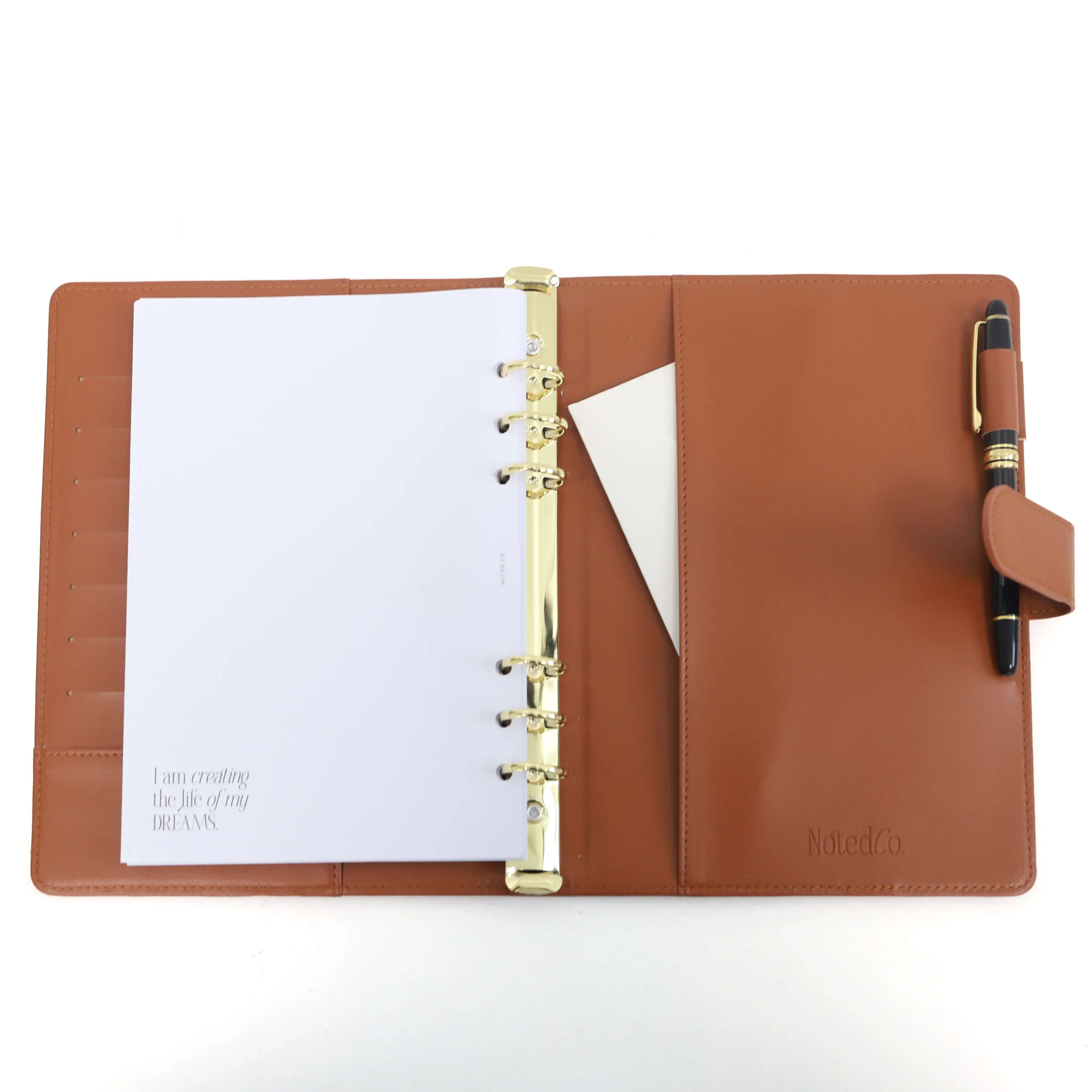 Personal isierte 6 Goldringe Binder A5 Größe Undatiert Personal Planner Organizer Agenda Mit Stifts ch laufe und Einsatz auf PU-Leder