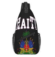 Sac bandoulière de haute qualité avec drapeau d'Haïti, personnalisable avec logo, sac de poitrine, sac à dos bandoulière, sac de voyage