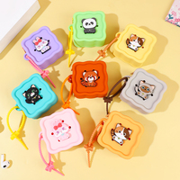 Gantungan Kunci Tas Bentuk Hewan Lucu Seri DIY Lubang Zipper Kartun Panda Kucing Calico Kelinci untuk Dompet Koin Earbud Barang Kecil Lembut
