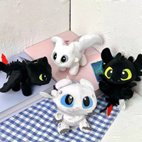 Vente en Gros Dragon Noir Blanc 10-16CM Clip Pendentif Porte-clés Poupée en Peluche Jouet en Peluche