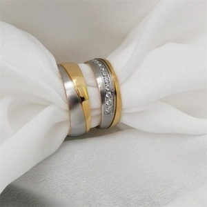 Popular Women <b>Men</b> <b>Ring</b> 18k Gold Mixed Steel Color Stainless Steel Zircon Diamond <b>Rings</b> Trendy Couple <b>Ring</b> - Product Image 3