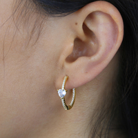 Boucles d'oreilles rondes géométriques avec cœur en Zircon cubique pour femmes, bijoux de mode de mariage, nouvel arrivage 2023