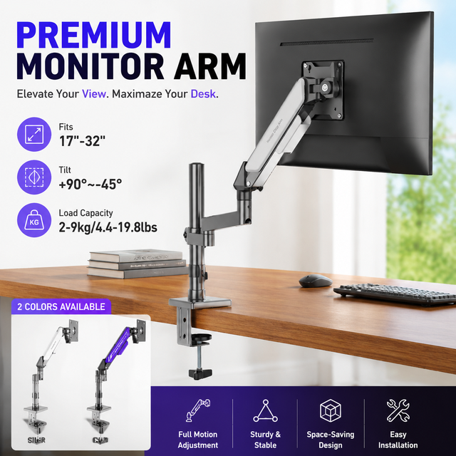 Zeno Sliver Adjustable Monitor Stand Single Lcd Monitor Mount for Computer PC Support Moniteur Double Dual Screen Arm