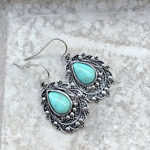 Orecchini Pendenti a Goccia Color Turchese per Donne, Stile Etnico Vintage, Gioielli per Orecchie alla Moda - Product Image 5