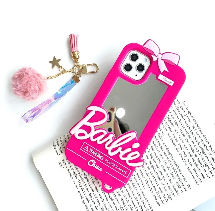 Telefoon Accessoires Voor Iphone 15 Pro Max Plus X Xs Xr Airpods Schattige Case Oortelefoon Custom Design Mode Mooie Barbie Spiegel Cover