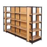 Étagère de présentation en bois sur mesure, rayonnage de supermarché à double face en métal