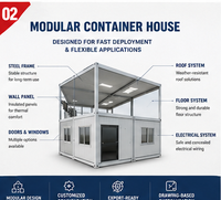 Maison modulaire conteneurisée de 20 pieds, cuisine et salle de bain, maison préfabriquée démontable en kit pour abri d'urgence et camp de secours