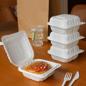 Caja de concha de embalaje de 5 pulgadas blanca caja para <span class=keywords><strong>hamburguesas</strong></span> contenedor desechable de alimentos microondable - Product Image 2