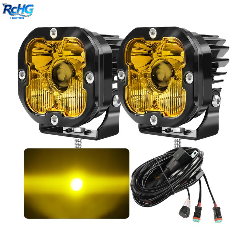 Rally Light Road Led Work Light Pod Projector Lens 12V 24V 100W Spot Fog Lamp OffRoad 3 Inch IP68/69K Waterproof 50000 Hours