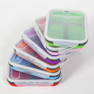 Bán buôn Silicone đóng mở <span class=keywords><strong>container</strong></span> lưu trữ thực phẩm Bento ăn trưa boxe sinh thái thân thiện Silicone <span class=keywords><strong>container</strong></span> lưu trữ thực phẩm với PP Nắp - Product Image 3