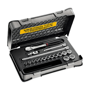 Juego de llaves de vaso de 3/8 pulgadas con 12 puntas, métricas y estándar, con carraca y barras de extensión para reparación automotriz y mecánica - Product Image 2