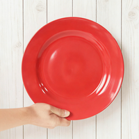 Service de table en céramique classique de haute qualité, couleur rouge unie, pour Noël, vente en gros, assiette, plat, bol, tasse, service de table personnalisé
