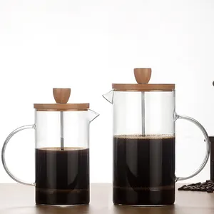 Bamboo Lid Pressure French Coffee Pot Hand Household Coffee Filter Network Tea Brewing Glass Coffee Pot