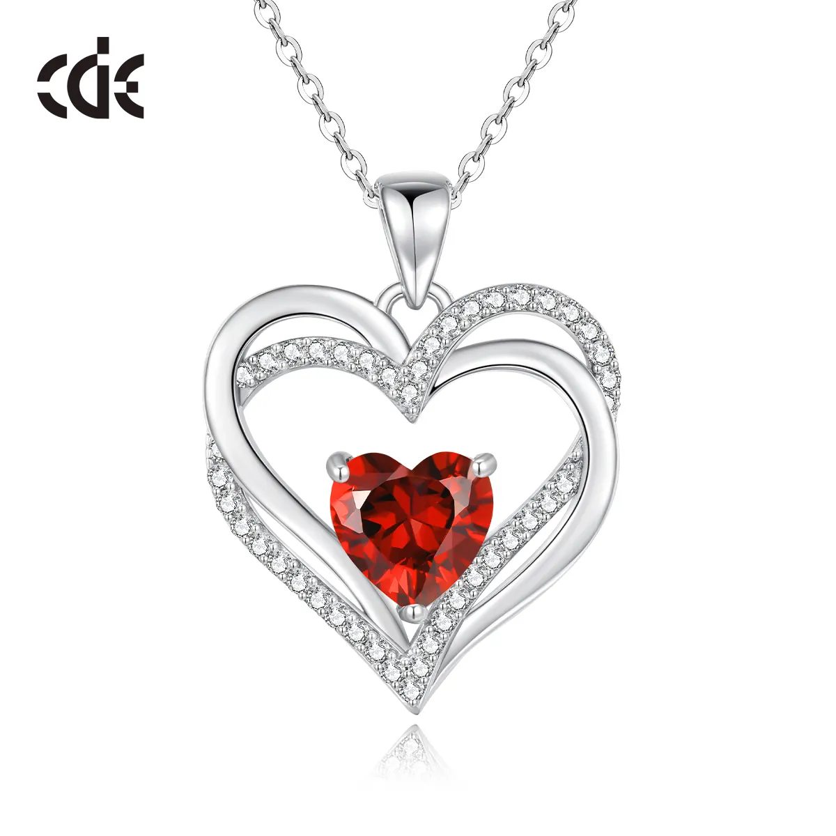 CDE YN0926 прекрасные ювелирные изделия 925 ожерелье из стерлингового серебра оптом кулон с цирконием в виде сердца родиевым камнем кулон ожерелье
