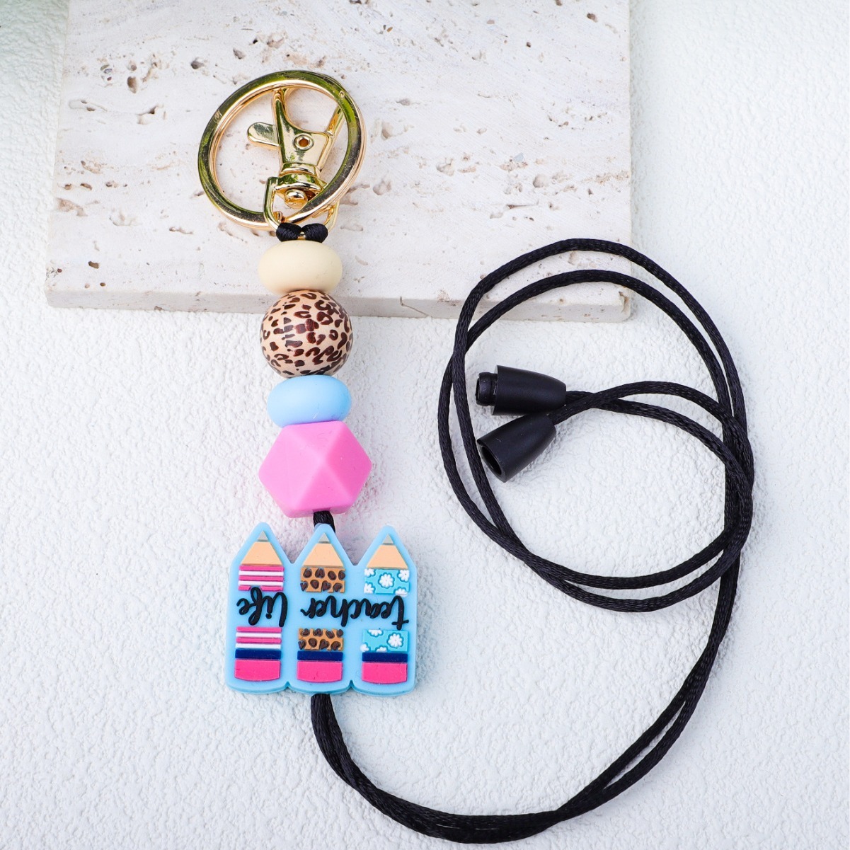 New Personalized Silicone Acrylic Beaded Necklace Accessory Fashionable and Versatile Mobile Phone Neckband and Lanyard Women Image 4