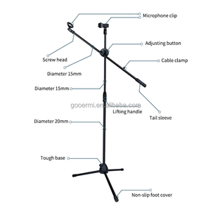 Gooermi MS-002-103 doppio supporto per microfono da 29.5 a 59.1 pollici regolabile altezza 29.5 pollici braccio braccio supporto per microfono con 2 clip in metallo - Product Image 3