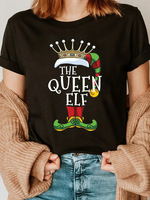Tops imprimés pour femmes en polyester 200G, motifs de Noël, impression DTF, vente en gros, pour t-shirts de Noël