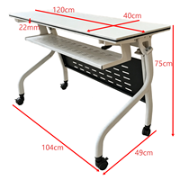 Table de formation mobile à bascule, bureau en MDF avec cadre métallique, bureau d'étude sur roulettes pour l'école