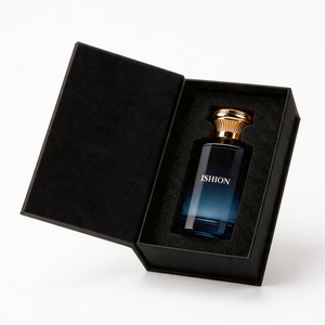 Botellas de Perfume de Vidrio de <span class=keywords><strong>Alta</strong></span> Calidad de 30 ml, 50 ml y 100 ml, Diseño Redondo, Botella de Perfume Azul de Lujo con Caja - Product Image 1