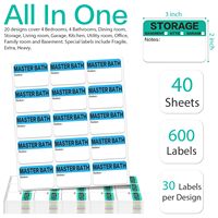 600 Etiquetas para Cajas de Mudanza de 3x2 Pulgadas, 17 Colores con Área para Escribir, Etiquetas Adhesivas en Blanco Resistentes y Frágiles para Casas de 3-4 Dormitorios