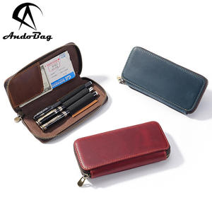 กระเป๋าใส่ปากกาหนังแท้ AndoBag รุ่น Crazy Horse กล่องใส่เครื่องเขียนแบบซิป กระเป๋าเก็บของความจุเยอะ ใส่ใบเสร็จ บัตร กระเป๋าสตางค์ใบยาว รุ่น 7097 - Product Image 1