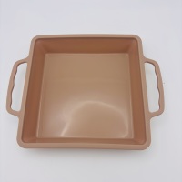 Moule à gâteau en silicone pour plaque de cuisson carrée, avec cadre métallique renforcé et doubles poignées