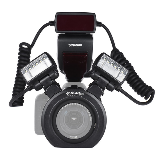 Yn24ex Yn24 Ex E-ttl Twin Lite Macro Flash Ring Flash Speedlite for Camera Dual 2pcs Flash Head 4pcs Adapter Rings