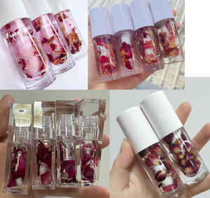 Brillo Labial DIY en Tubo con Colores y Flor de <span class=keywords><strong>Rosa</strong></span>, Vegano, Libre de Crueldad Animal, con Logotipo Personalizado, Brillo Labial Transparente Nude - Product Image 2