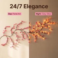 LED-Weidenranken-Kirschblüten-Schmetterlings-Baumzweig-Licht, USB-betrieben, 8 Modi, für Schlafzimmer, Wand, Zuhause, Festdekoration