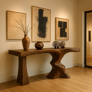 Mesa Consola de Madera Sólida Hecha a Mano, Moderna y de Lujo, Mueble Decorativo para Entrada de Casa u Hotel, Elegante Adorno para Sala de Estar - Product Image 1