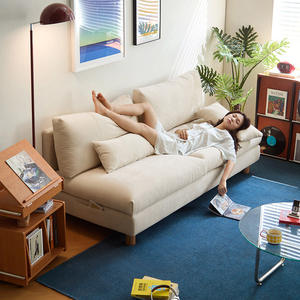 أريكة لينسي بحجم الشقة باللون الأبيض من القماش طراز BS326-A - Product Image 3