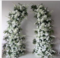 Rangkaian Bunga Mawar Putih 3D Modern Mewah dengan Baby's Breath, Kepadatan Tinggi, Tahan Lama, Bahan Sutra, Dekorasi Lantai untuk Acara Pernikahan Romantis