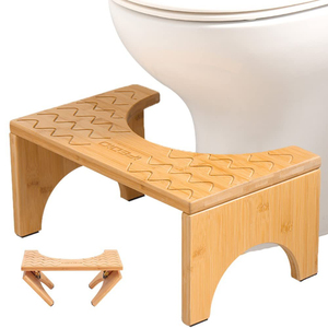 <span class=keywords><strong>Tabouret</strong></span> de toilette anti-dérapant en bambou portable pour enfants et adultes Repose-pieds de toilette accroupi pliable pour salle de bain et hôtel - Product Image 1