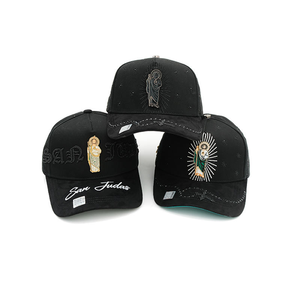 Casquette de baseball de luxe en métal noir avec broderie croix et couronne, motif <span class=keywords><strong>Saint</strong></span> Jacob Tadeo - Product Image 1